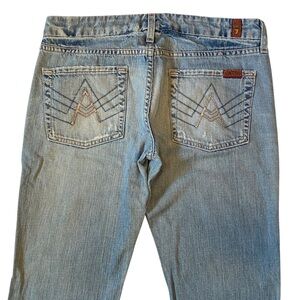 7 FOR ALL MANKIND A Pocket Distressed Bootcut Jeans Light Wash Size 27
